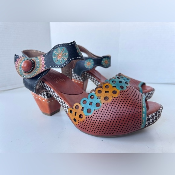 L'Artiste By Spring Step Jive Boho Platform Heel Sandals Shoes Women’s 37 - Picture 2 of 11